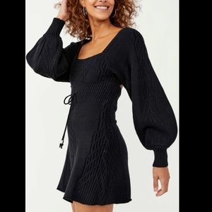 Free people Emmaline mini dress sweater black